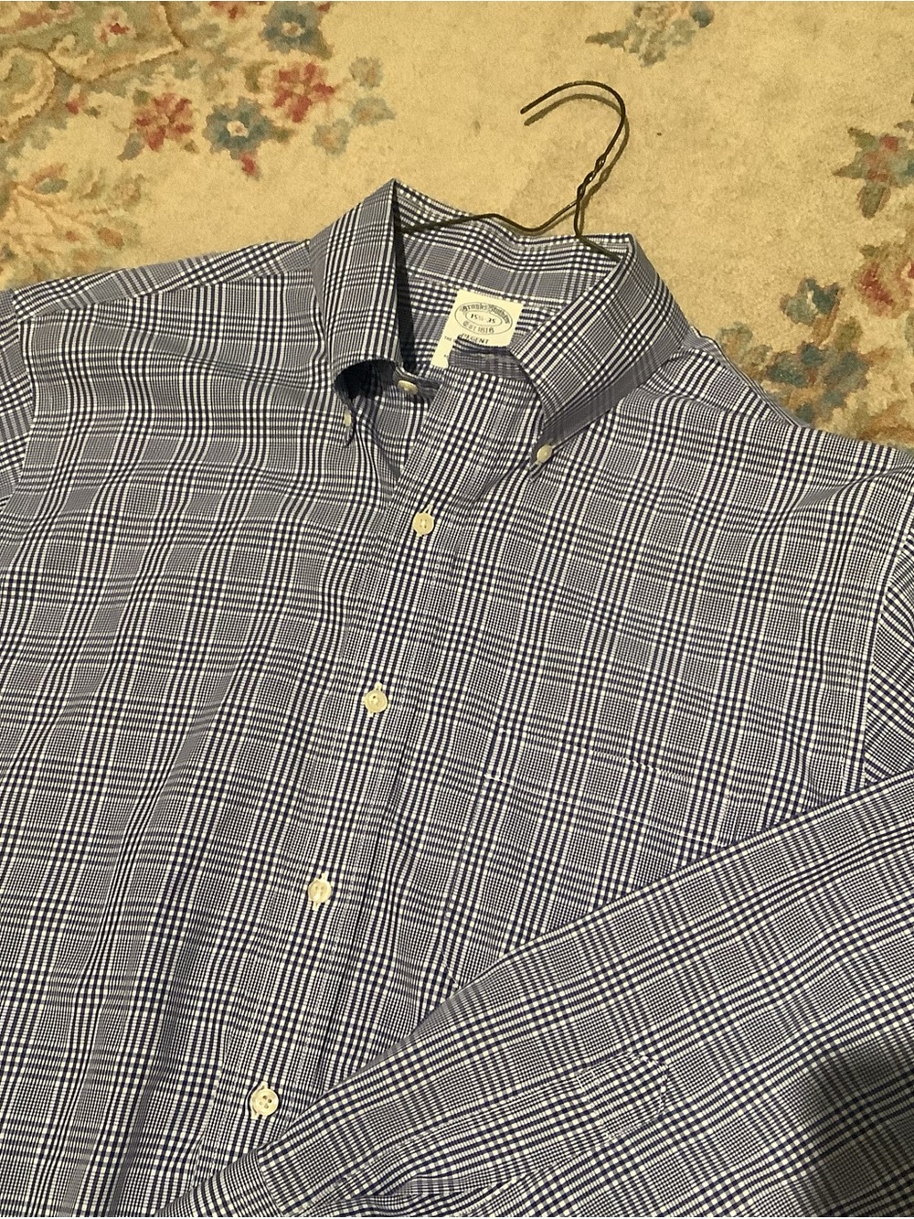 Brooks Brothers Regent Blue/White Windowpane Check Button-Down Shirt Sz 15.5 - Picture 4 of 6